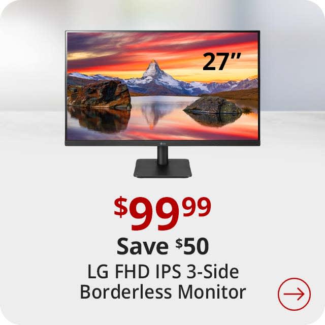 Save $30 LG 27MP400 27” FHD IPS 3-Side Borderless Monitor, FreeSync