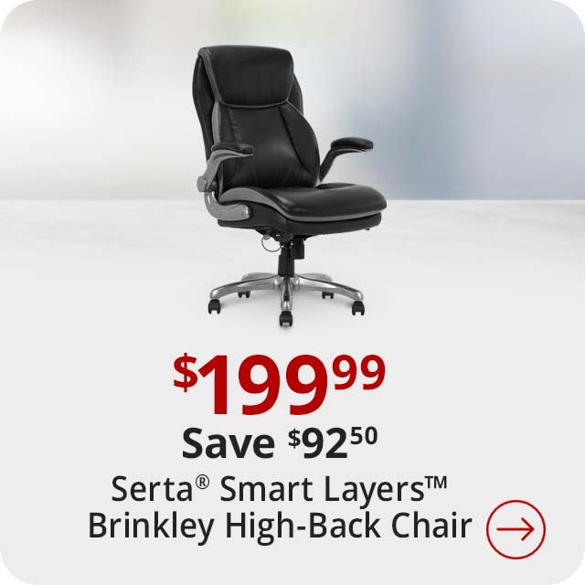 Save $160 Serta® Smart Layers™ Brinkley Ergonomic Bonded Leather High-Back Executive Chair