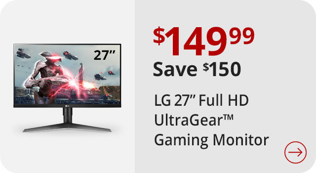 Save $150 LG 27" UltraGear™ Full HD IPS Gaming Monitor with FreeSync, G-Sync® Compatible, 27GL650