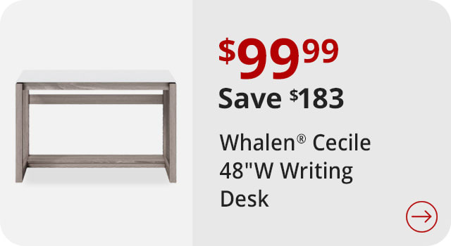 Save $183 Whalen® Cecile 48”W Writing Desk, Snowdrift White/Fossil Greige Oak