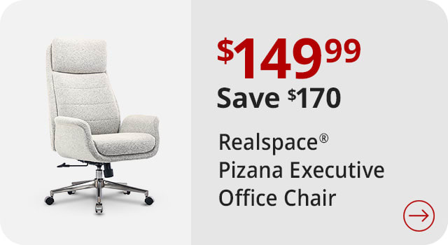 Save $170 Realspace® Modern Comfort Pizana Bouclé Fabric High-Back Executive Office Chair, Light Sand/Brushed Nickel, BIFMA Compliant