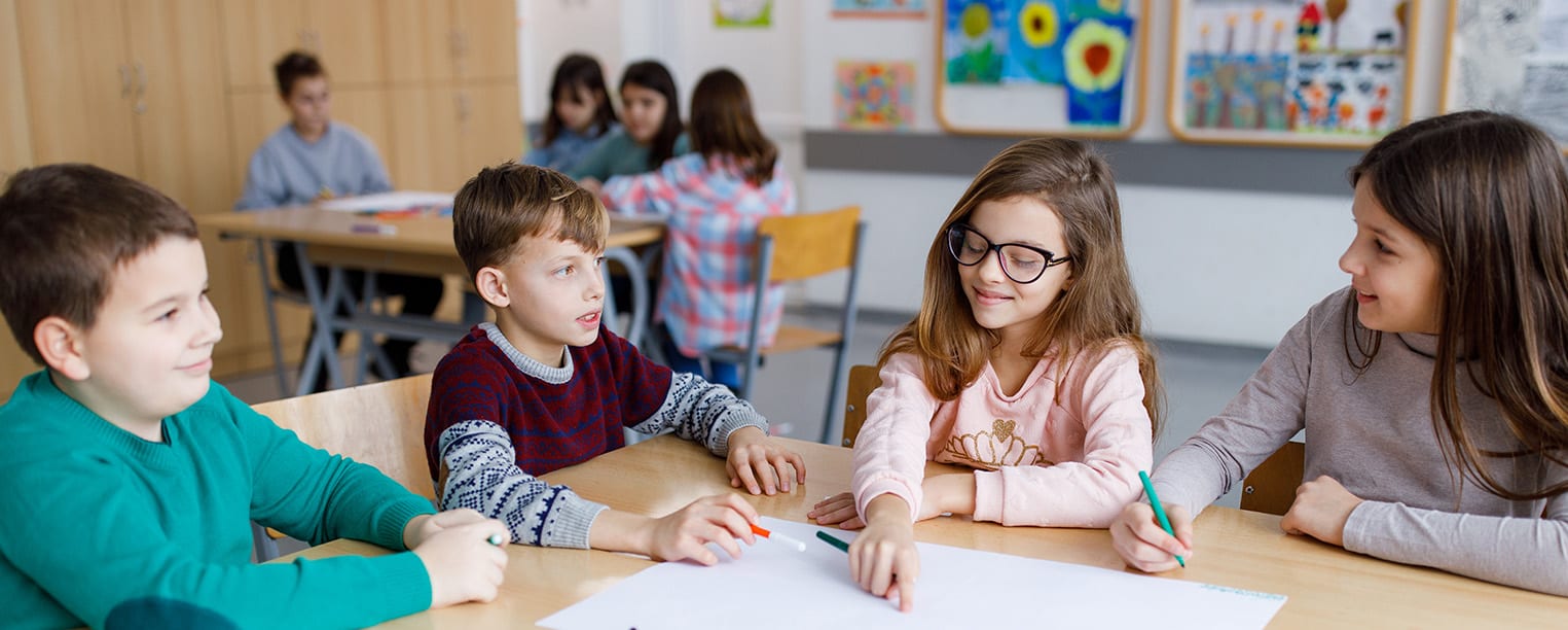 Group of children in classroom