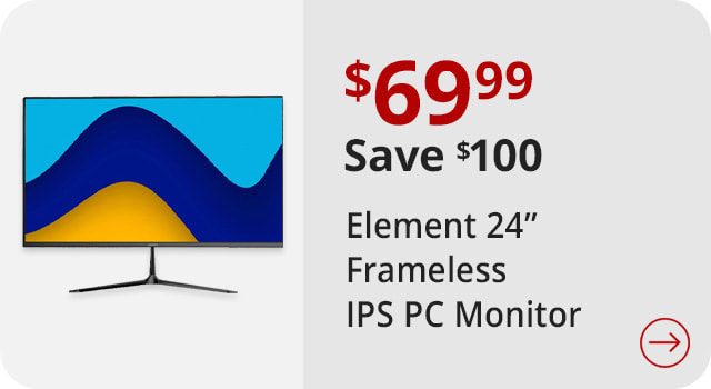 Save $100 Element EM2FPAB24B 24" 1080P Frameless IPS PC Monitor