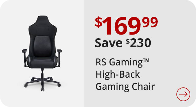 Save $200 RS Gaming™ Vertex Ergonomic Faux Leather High-Back Gaming Chair, Black, BIFMA Compliant
