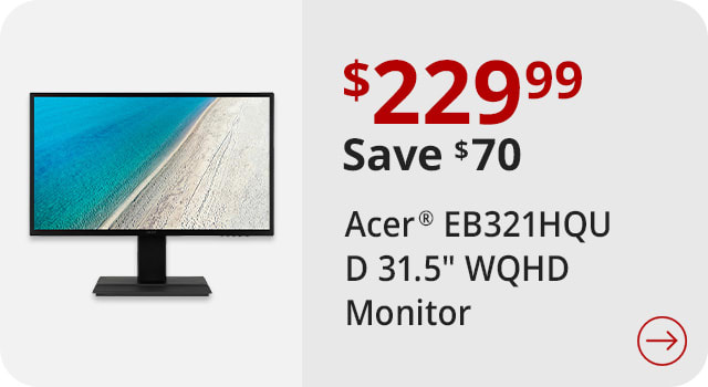 Save $70 Acer® EB321HQU D 31.5" WQHD Monitor
