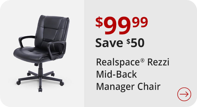 Save $50 Realspace® Rezzi Vegan Leather Mid-Back Manager Chair