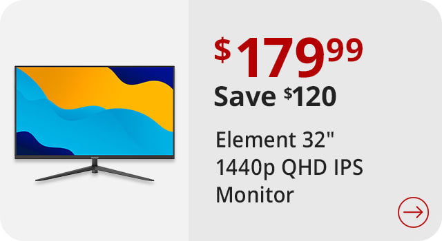 Save $120 Element EM3FPAC32BC 32" 1440p QHD IPS Monitor with 65W USB-C, Display Por