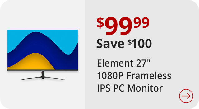 Save $100 Element EM2FPAB27B 27" 1080P Frameless IPS PC Monitor