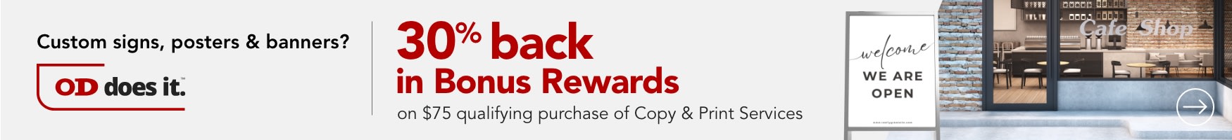 30% Back in Rewards on Copy and Print Services with a purchase of $75