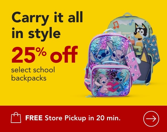 Save 25% off on school backpacks