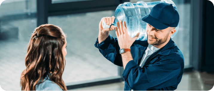 Water delivery service You pick the water service your business needs and how often you need it, and we’ll take care of the rest. We offer delivery options every 2-4 weeks with our monthly cooler rentals. Set up in any room with no plumbing needed for ins