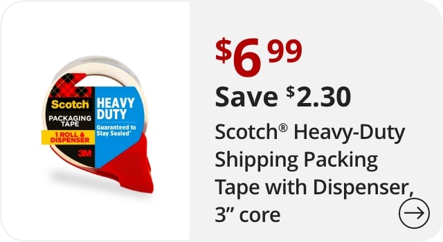Scotch® Heavy-Duty Shipping Packing Tape With Dispenser, 3"Core, 1-7/8" x 38.2 Yd., Clear