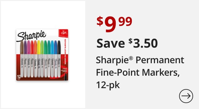 Sharpie® Permanent Fine-Point Markers, Assorted Colors, Pack Of 12 Markers