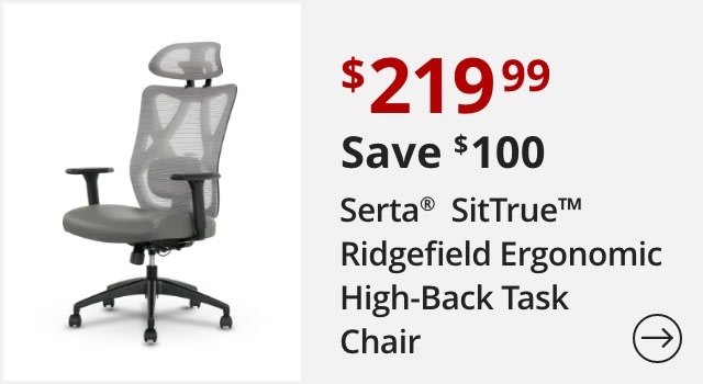 Serta® SitTrue™ Ridgefield Ergonomic Mesh, Leather High-Back Task Office Chair
