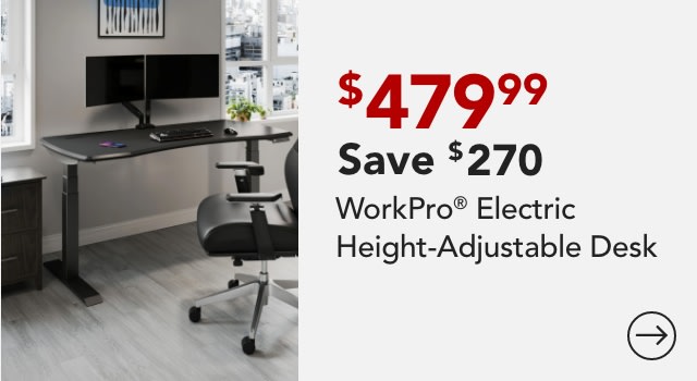 WorkPro Electric Height Adjustable Desk, Black