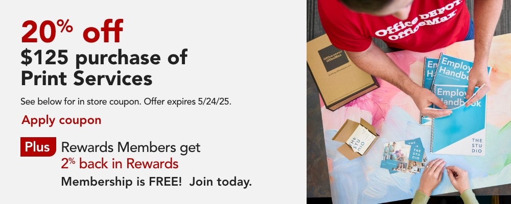 20% off $125 purchase of Print Services