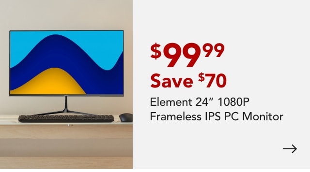 Element EM2FPAB24B 24" 1080P Frameless IPS PC Monitor
