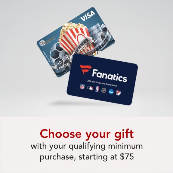 Choose your gift with your qualifying minimum purchase, starting at $75
