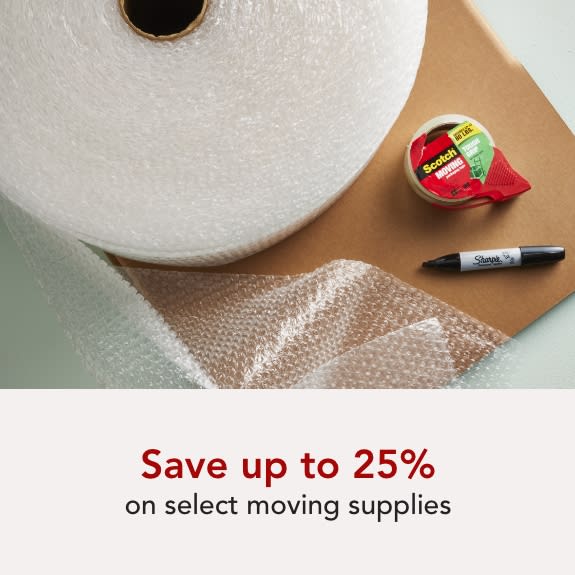 Save up to 25% on select moving supplies