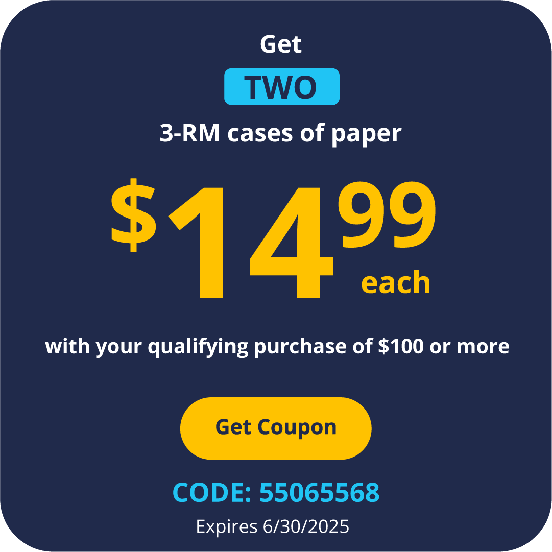 Get TWO 3 ream cases of red top for $14.99 with qualifying purchase