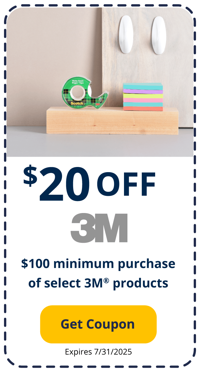 $20 off the $100 minimum purchase of select 3M products