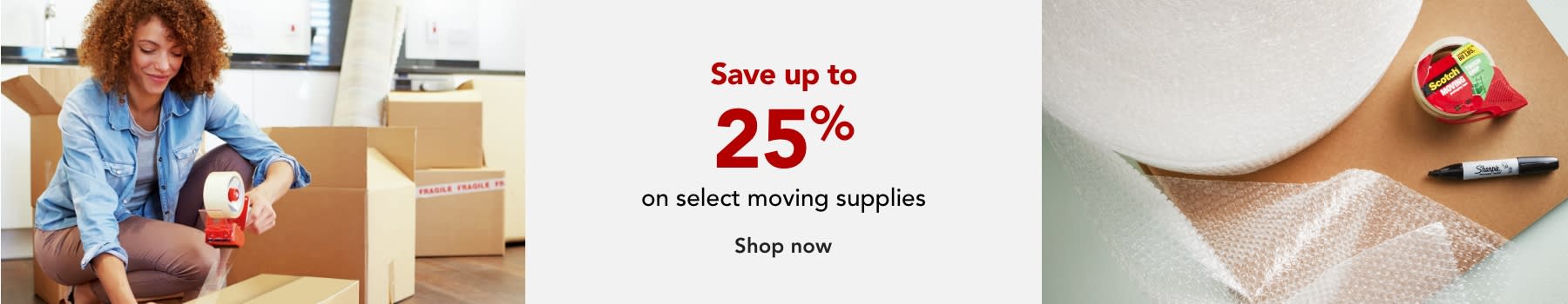 25% off select moving supplies