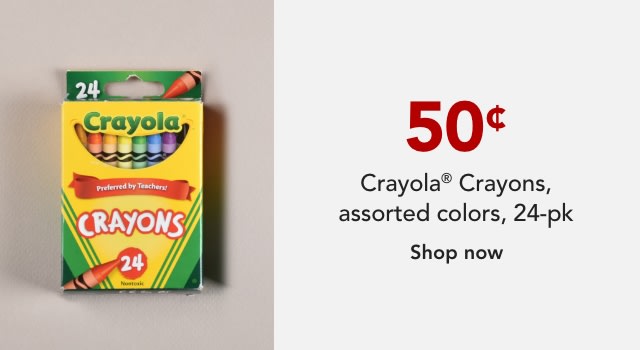CRAYOLA SAVINGS! 24PK CRAYONS $.50