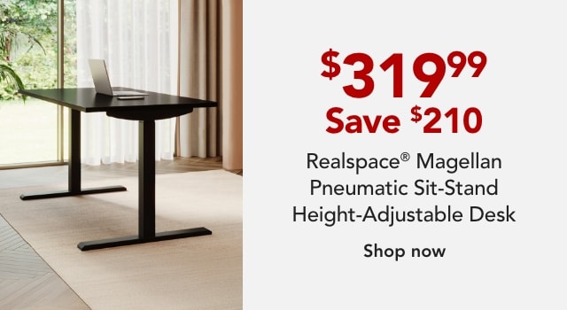 Realspace Magellan Pneumatic Sit-Stand Height-Adjustable Desk, Espresso