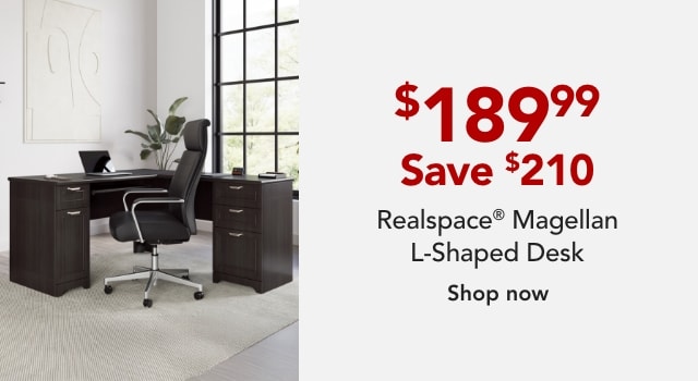 Realspace Magellan L-Shaped Desk, Espresso