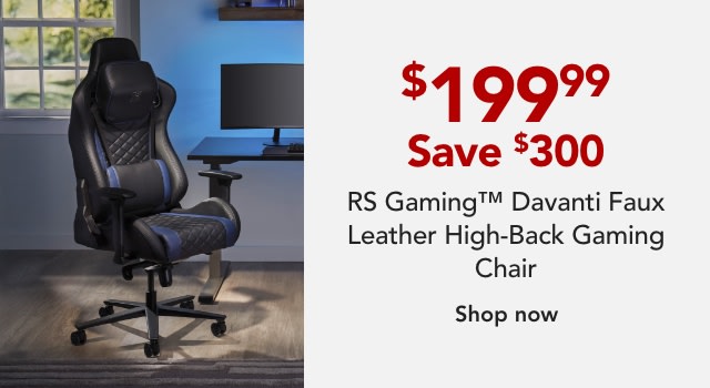 RS Gaming™ Davanti Faux Leather High-Back Gaming Chair, Black/Blue