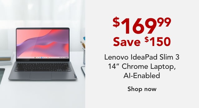 Lenovo IdeaPad Slim 3 Chrome 14IAN8 83BN0001US Laptop, 14", Intel® N-Series N100, AI Enabled, 4GB Memory