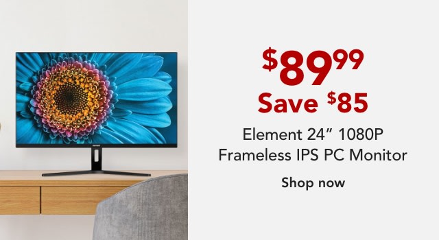 Element EM2FPAB24B 24" 1080P Frameless IPS PC Monitor