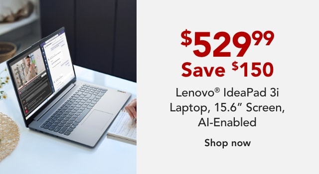 Lenovo IdeaPad Slim 3i Laptop, 15.6” Screen, Intel Core i5, AI Enabled, 8GB Memory, 256GB Solid State Drive, Wi-Fi 6