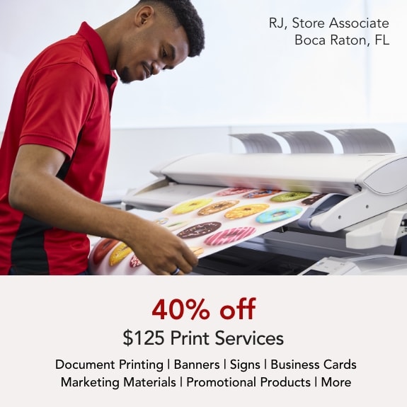 40% off $125 Purchase of Print Services