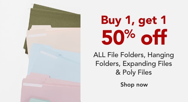 Buy 1 Get 1 50 % off Files Folders, Expanding Files,Hanging File Folders, and Poly Files