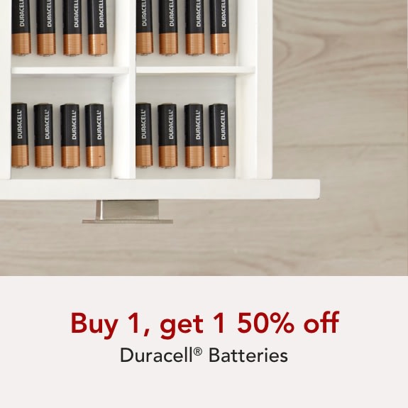 Buy 1 get 1 50% off ALL Duracell Batteries