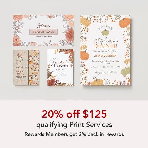 20% off $125 Purchase of Print Services