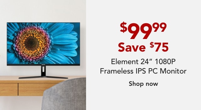 Element EM2FPAB24B 24" 1080P Frameless IPS PC Monitor