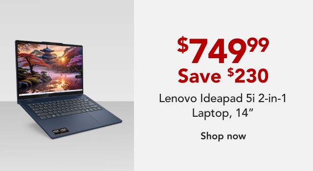 Lenovo Ideapad 5i 2-in-1 Laptop, 14" Touch Screen, AMD Ryzen 5, 16GB Memory, 1TB Solid State Drive, Wi-Fi 7