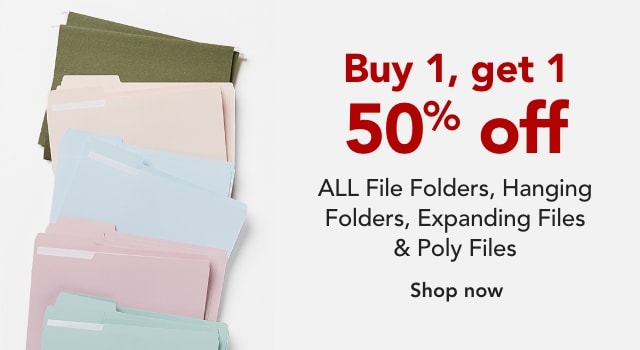 Buy 1 Get 1 50 % off Files Folders, Expanding Files,Hanging File Folders, and Poly Files