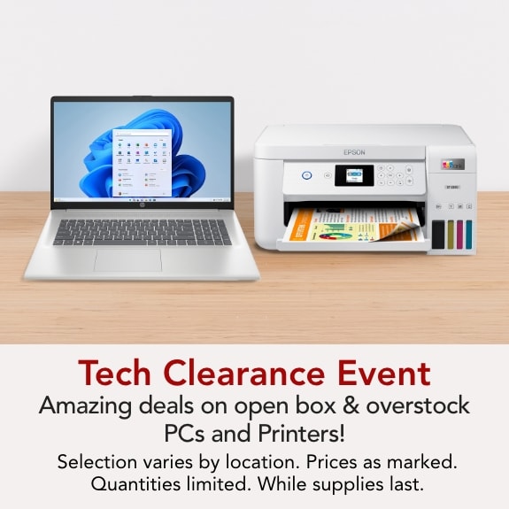 Amazing deals on open box & overstock PCs and Printers!