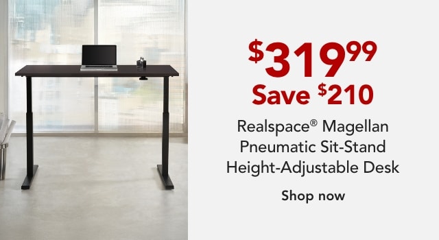 Realspace Magellan Pneumatic Sit-Stand Height-Adjustable Desk, Espresso