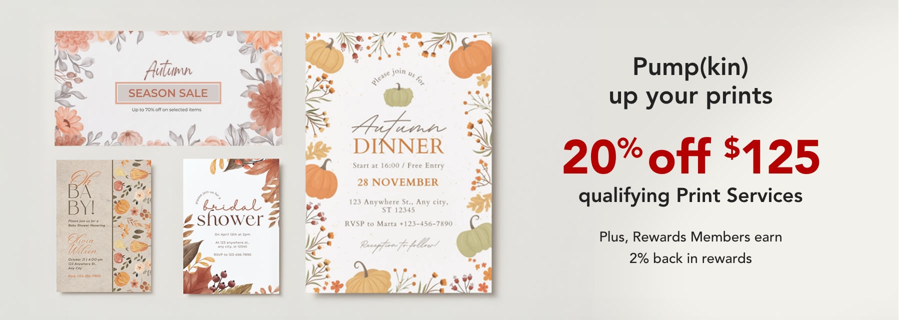 20% off $125 purchase of print services.