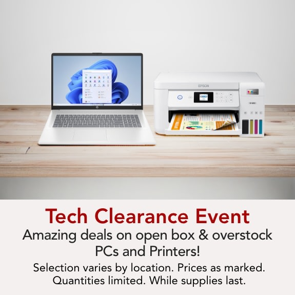 Amazing deals on open box & overstock PCs and Printers!