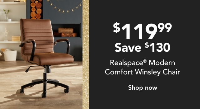 Realspace® Modern Comfort Winsley Bonded Leather Mid-Back Manager Office Chair, Brown/Black, BIFMA Compliant