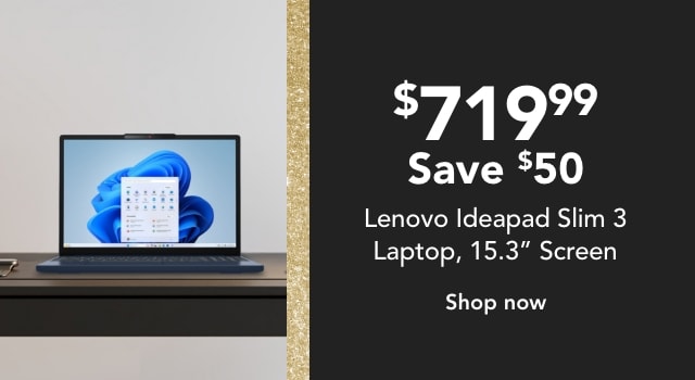 Lenovo Ideapad Slim 3 Laptop, 15.3" Screen, AMD Ryzen 7, 16GB Memory, 512GB Solid State Drive, Wi-Fi 6