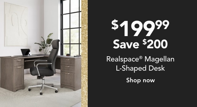 Realspace Magellan L-Shaped Desk, Gray