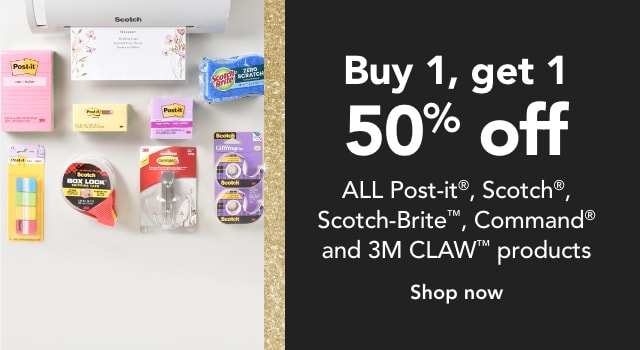 Buy One, Get One 50% off all 3M Products (Scotch, Command, Post-it)