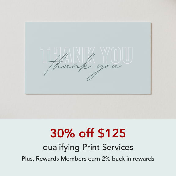 30% off $125 qualifying Purchase of Print Services