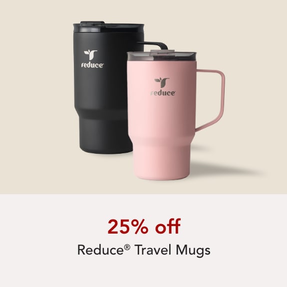 TRAVEL ESSENTIALS  SAVE 25% ON REDUCE DRINKWARE HOT TRAVEL MUGS